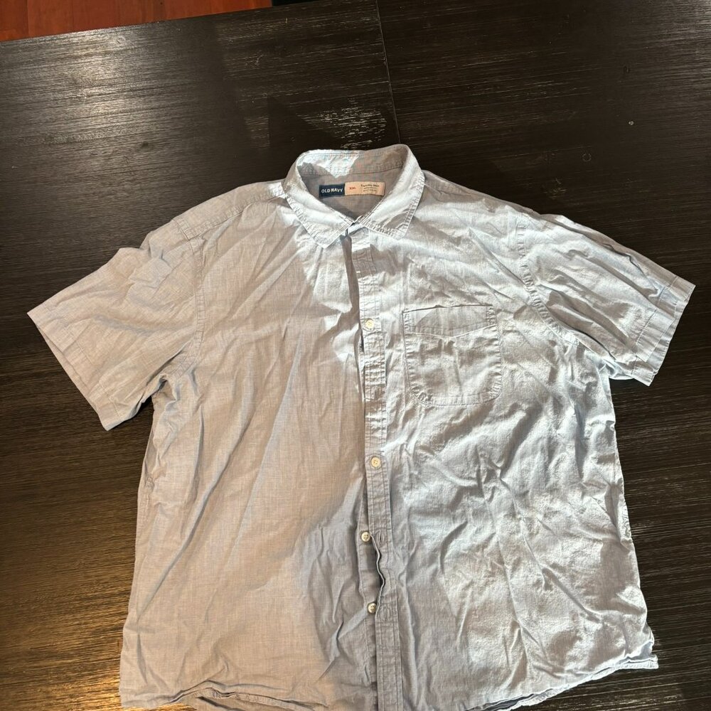 Regular Fit blue short sleeve button up